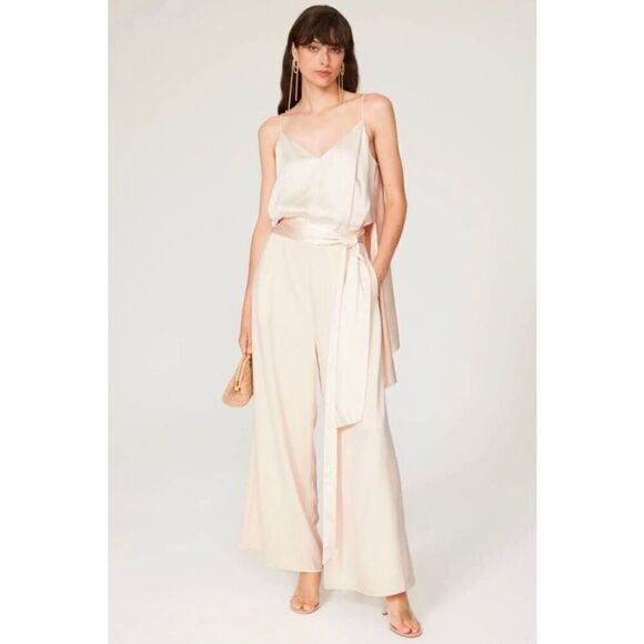 Obando Collective Pants - Obando‎ Collective Satin Wide Leg Jumpsuit Cream Size 10